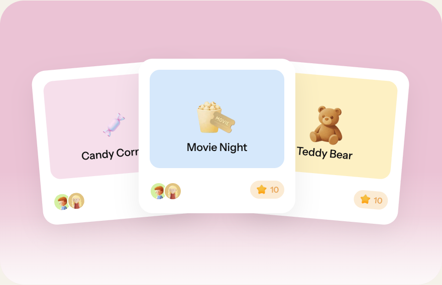 Custom family rewards that children can earn with stars